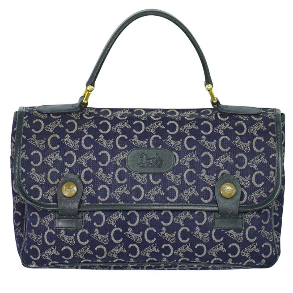 Celine C Sulky Handbag Canvas Navy Sulky Bag